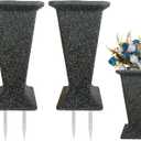  Cemetery Vase for Grave Headstones with Metal Spike, Flower Pots for Outdoor Plants, Memorial Vases for Graves, 2 Packs