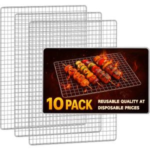 Grill Topper, 10 Pcs Disposable Grill Grates, 11.8 X 15.7 Inch Baking Rack Replacement, BBQ Accessories for Outdoor Smoker Grills