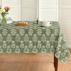 Horaldaily Spring Tablecloth 6084 Inch Rectangular, Turquoise Traditional Vintage Botanical Pattern Daisy Flower Washable Seasonal Table Cover for Party Picnic Dinner Decor