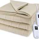 Sunbeam Royal Ultra Fleece Heated Electric Blanket King Size, 90" x 100", 12 Heat Settings, 12-Hour Auto Shut-Off, Machine Washable, Pebble Beige