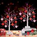 Valentines Day Decor 2 Pack 24 Inch Lighted Valentines Decorations Tree with 20 Heart Ornament, Timer/USB/Battery Operated Valentines Decor Tree Valentines Day Decorations for Home Table Bedroom Party