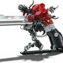 Red Rose Petal Flower Gun Building Blocks,Compatible with Lego Revolver, Creative Mechanical Pistol Model, DIY Collectible Desk Decor Display Valentine's Day Gift for Adults and Teens