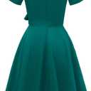 GOOBGS Women's 1950s Vintage Puff Sleeves Cocktail Rockabilly Swing Retro Dress with Pockets New (Green, Small )