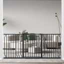62.2-71.6" Extra Wide Baby Gate for Stairs No Drilling, 30" Tall Auto Close Press Mounted Baby Gate for Doorways, Adjustable Width Walk Through Long Gates for Kids or Pets, Black