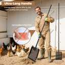 Large Chicken Poop Scooper & Rake 2-in-1, Heavy Duty Metal Pooper Scooper with 43" to 90" Adjustable Stainless Steel Handle, Sand Sifting Shovel for Chicken Coops & Farm Animals Little Scoop