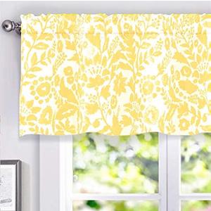 DriftAway Julia Watercolor Blooming Flower Floral Lined Thermal Insulated Window Curtain Valance Rod Pocket 52 Inch by 18 Inch Plus 2 Inch Header Yellow 1 Pack DriftAway Julia Watercolor Blooming Flower Floral Lined Thermal Insulated Window Curtain Valance Rod Pocket 52 Inch by 18 Inch Plus 2 Inch Header Yellow 1 Pack