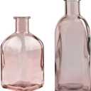 Clear Bud Vases 2PCS Glass Small Vases for Flowers, Mini Flower Vases Table for Centerpieces Vintage Decorative Bottles for Home Office Desk Wedding Decor (Pink) 1"L x 1"W x 1"H