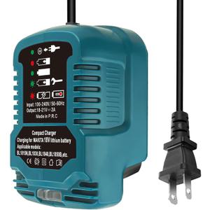 DC18RC 18 Volt Lithium Battery Charger Replacement for Makita 18V Lithium-Ion Battery BL1850 BL1840B BL1820 BL1815 BL1860 BL1430 BL1450 BL1830 Mini Compact Charger(Not for 14.4V)