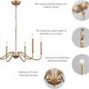 Generies Antique Spray Gold Farmhouse Chandelier, 6 Light Rustic Dining Room Light Fixtures, Modern Industrial Chandeliers Candle Ceiling Light for Bedroom Foyer Living Room Kitchen Island Entryway