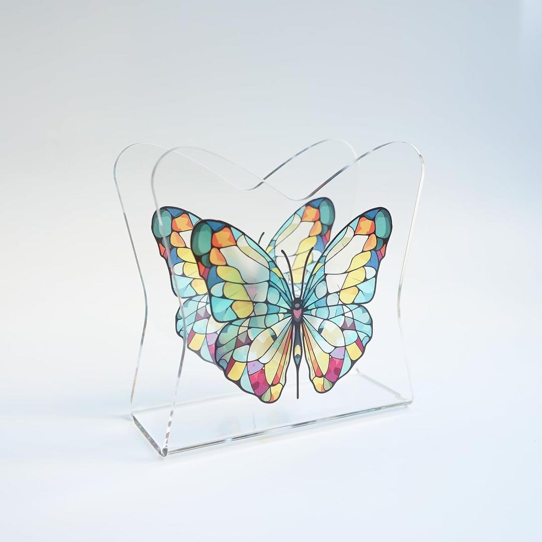 Acrylic Transparent Crystal Decorative Butterfly Tabletop Napkin Holder For Table/Freestanding Tissue Dispenser