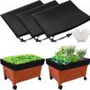 3 Pack City Pickers Replacement Mulch Cover 20" x 24" Black Planter Box Cover with Drawstring and Gardening Gloves City Picker Raised Bed Cover for Garden Mulch to Protect Flower Vegetable