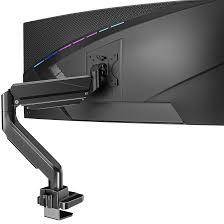 WALI Ultrawide Monitor Arm for 13 to 49 Inch Heavy Duty Curved Screens, Holds 33 Lbs, Adjustable Gas Spring Single Monitor Desk Mount with C-Clamp, Grommet Base, 75x75/100x100 VESA, (GSM001XL), Black