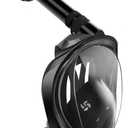 Greatever G2 Full Face Snorkel Mask with Latest Dry Top System,Foldable 180 Degree Panoramic View Snorkeling Mask with Camera Mount,Safe Breathing, Anti-Leak&Anti-Fog (Large- X-Large, Black)