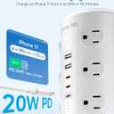 Tower Power Strip with 1 Dedicated PD 20W Fast-Charging Port, 12 Outlets, 5 USB Ports (3 USB-C), 1800J Protector, Desk Charging Station for Multiple Devices,10FT Extension Cord, Home Office Essentials