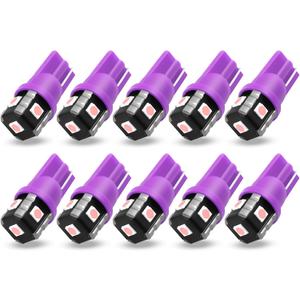 PHINLION 194 LED Light Bulb Purple 168 2825 W5W T10 Wedge 5-SMD 3030 Chipsets LED Replacement Bulbs for Car Interior Dome Map Door Courtesy Parking License Plate Lights, Pack of 10