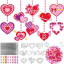 Dunzoom 30 Packs Valentine's Day Crafts, Heart Suncatcher Kit for Window Art, DIY Valentines Stained Glass Effect Painting Craft Kits, Classroom Valentine Gifts Party Favors Decorations