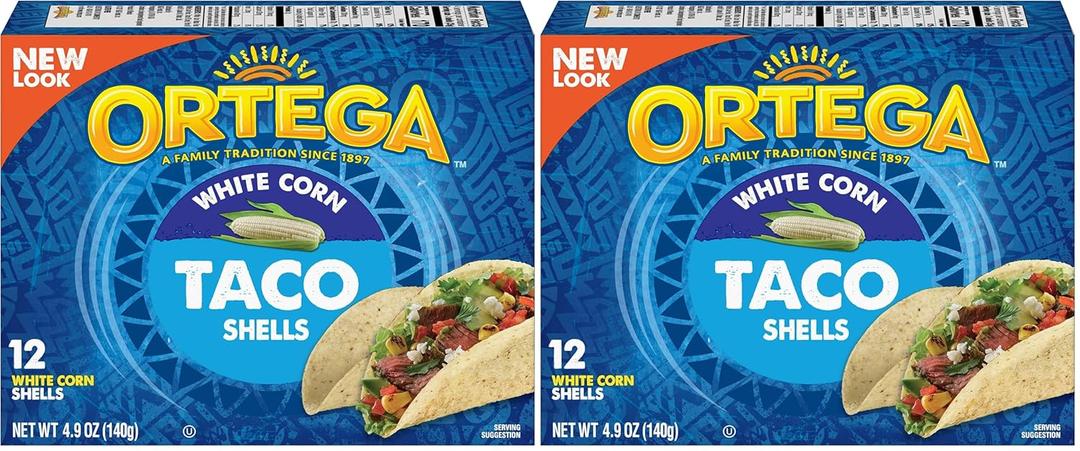 Ortega Taco Shells, White Corn, 4.9 Ounce, 12 Shells (Pack of 2), BB Date 05/13/2026