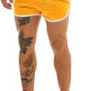 Ouber Men's Fitted Shorts Bodybuilding Workout Gym Running Tight Lifting Shorts with Pockets (Medium, Yellow)