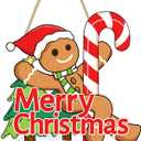 Christmas Gingerbread Welcome Sign for Front Door Decor Gingerbread Door Sign Wreath Candy Cane Wooden Hanging Plaque Farmhouse Rustic Outdoor Wall Decoration for Home Porch Yard Winter Decor