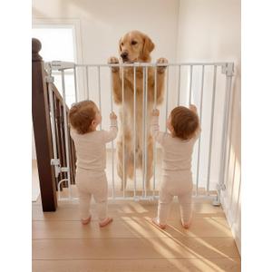 Babelio Removable & No Bottom Bar Baby Gate, 29-43" Hardware Mounted (Drill Needed)| Wide Walk-Thru| Auto-Close Safety Dog/Pet Gate for Stairs & Doorways (White, 29-43" W, 30" H)