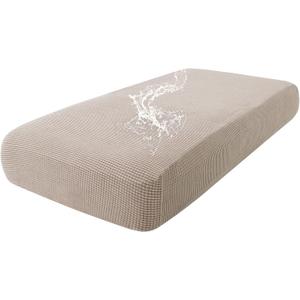 hyha Waterproof Couch Cushion Covers for Pets, Non Slip Sofa Seat Cover for Dogs Washable, Soft Thick Stretch Jacquard Fabric, Sofa Slipcovers with Elastic Bottom (1 Piece for Medium, Taupe)