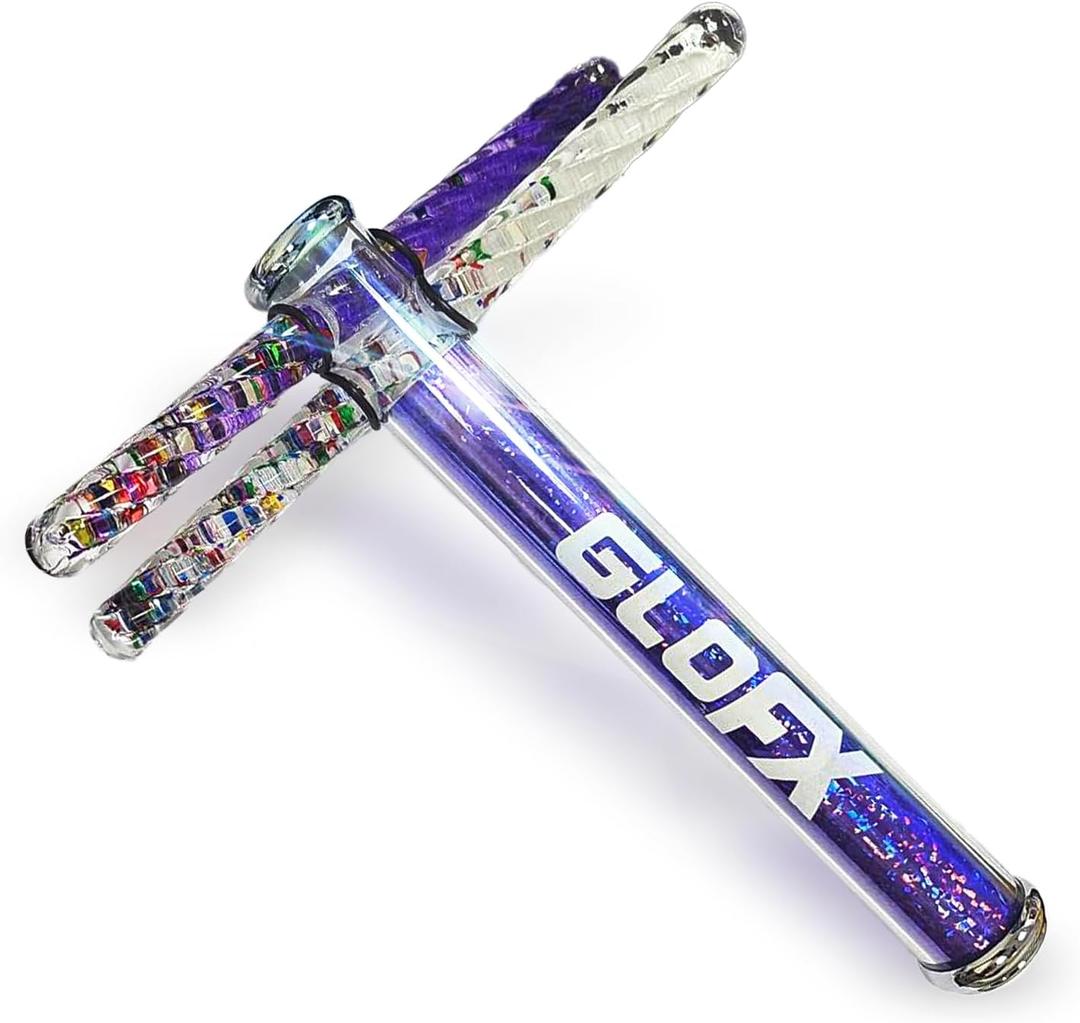 GloFX 7.5-inch Purple Liquid Kaleidoscope Tube - Colorful Kaleidoscopes for Adults, Flow Toys Rave Glitter Wands - Sensory Glitter Wands and Rave Toys