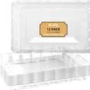 BESTVIP Clear Plastic Serving Trays - 12 Pack 9x13 Rectangle Flower - Edged Cookie Dishes for Events, Weddings, Daily Use, Dessert Displays & Craft Projects