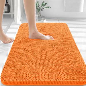 OLANLY Bathroom Rugs 36x24, Extra Soft Absorbent Chenille Bath Rugs, Rubber Backing Quick Dry, Machine Washable Bath Mats for Bathroom Floor, Tub and Shower, Home Decor Accessories, Orange