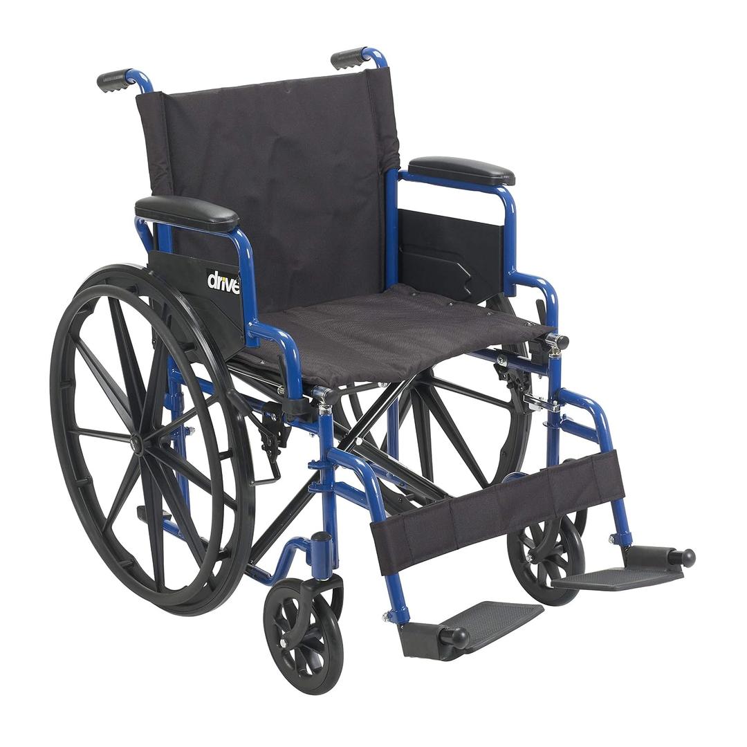 Drive Medical Blue Streak Lightweight Wheelchair, Footrests, 18" Seat