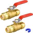 Push Fit Ball Valve, 2 Pack 1/2" Push-Fit Full Port Ball Valve with Disconnect Clip, Push-to-Connect Water Shut Off Valve for Hot and Cold Water, for PEX PVC or Copper Pipes