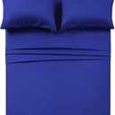 4 Piece Bed Sheet Set (Queen,Royal Blue) 1 Flat Sheet,1 Fitted Sheet and 2 Pillow Cases,Brushed Microfiber Luxury Bedding with Deep Pockets