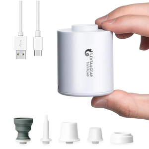 FLEXTAILGEAR Tiny Pump Portable Air Pump, Ultra-Mini with 1300mAh Battery USB Rechargeable to Inflate Deflate for Pool Floats Air Bed / Mattress Swimming Ring Vacuum Storage Bags (White)