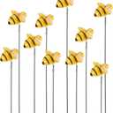 10PCS Bee Garden Stakes Decor Small Bees Yard Decor Metal Garden Stakes Honey Bee Decors Spring Summer Resin Bumble Bees Gardens Stake for Lawn Corridor Plant Pot Pathway Flower Bed