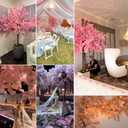 TTMDK 5FT Pink Artificial Cherry Blossom Tree with LED Light, Handmade Pink Cherry Tree, Christmas Cherry Blossom Tree Artificial for Party, Wedding, Home Decor, Indoor & Outdoor (1.5M / 6 Trunks)