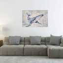 Yihui Arts Fish Canvas Wall Art Hand Painted Lovely Whale Paintings Modern Coastal Pictures in Blue and White Color Abstract Animal Artwork for Living Room Bedroom Bathroom Decor