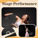 8 PCS Large Folding Fans Set for Line Dance & Popping, Boots on The Ground Hand Fans with Fan Sleeves, Chinese Kung Fu Fan for Line Dancing for Men Women - Black