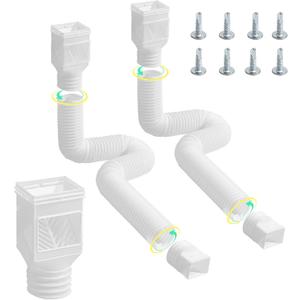 VEVOR Rain Gutter Downspout Extensions, 2-Pack Flexible Downspout Extender, Down Spout Drain Extension Extendable from 22" to 63", Gutter Extensions with Adapters, for Rainwater Drainage, White
