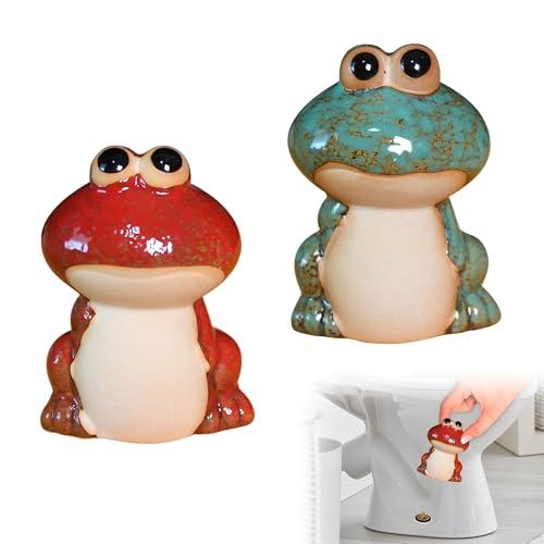 ITSTUVRH Ceramic Animal Toilet Bolt Covers-Toilet Bolt Covers Decorative,Cute Animal Toilet Bolt Cap,Bathroom Decoration,Easy Installation (2-pack) (frog)