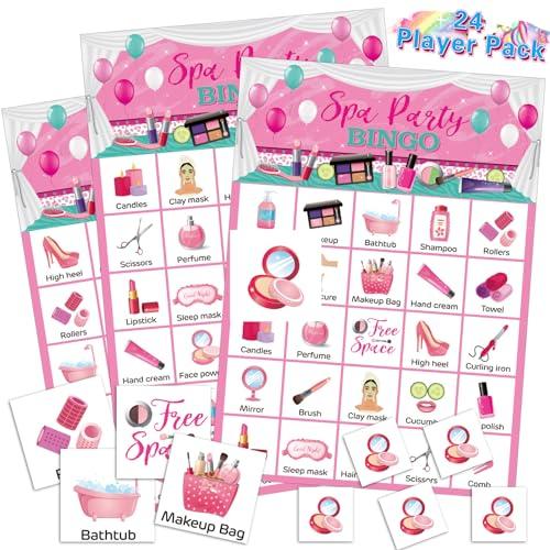 Liliful 35 Pcs Spa Party Bingo Game 24 Players Makeup Party Bingo Cards Beauty Themed Games for Women Sleepover Spa Day Birthday Favors Family Classroom Activities Supplies(Classic)