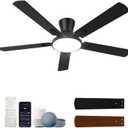 52 Inch Ceiling Fans with Lights and Remote, Smart Ceiling Fan Works with Alexa, Flush Mount Low Profile Ceiling Fan with Light for Bedroom Living Room, Quiet Reversible DC Motor, 3CCT Dimmable LED