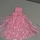 12P Macaroon Pink Wavy Metallic Foil Fringe Banner Tinsel Banner Backdrop Garland Curtains for Parade Floats Wedding Birthday Parties Decoration Halloween Christmas