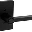 Kwikset Halifax Entry Door Handle with Lock and Key, Secure Keyed Reversible Lever Exterior, For Front Entrance and Bedrooms, Matte Black, Pick Resistant Smartkey Rekey Security and Microban
