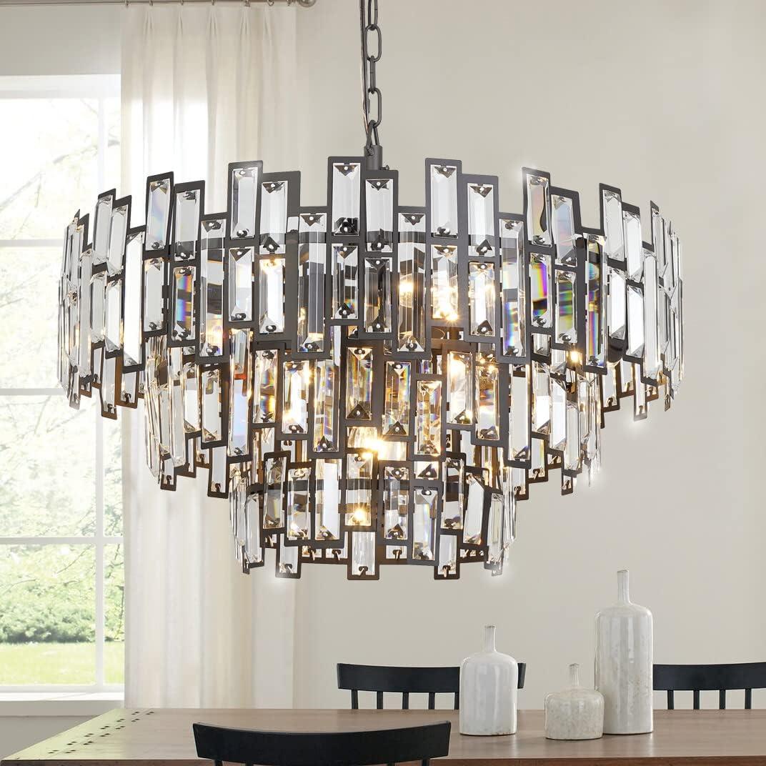 Modern Crystal Chandelier Lighting for Dining Rooms Bedroom Foyer Entryway Ceiling Hanging Pendant Light Fixture Lamp 24.5''