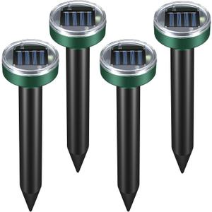 Mole Repellent for Lawns - Ultrasonic Gopher Repellent Solar Powered for Garden,Yard - Waterproof Sonic Mole Spike for Snake,Chipmunk,Outdoor Pest Control Vole Deterrent