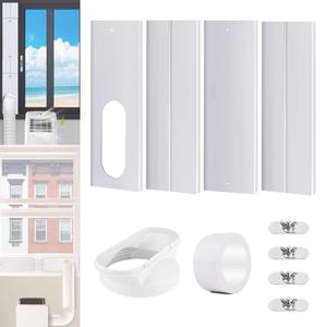 Portable Air Conditioner Window Seal Kit with Coupler,Adjustable Vertical/Horizontal Sliding Window Plate for 5.9''(15cm) Diameter AC Unit Exhaust Hose