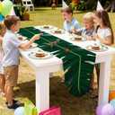 Chumia 1 Pcs Dinosaur Party Decorations Table Runner 5.9 x 1.0 ft Dinosaur Birthday Party Table Cover Dino Green Palm Leaf Tablecloth for Baby Shower Jungle Safari Tropical Luau Birthday Supplies