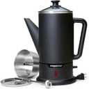 Presto 02815 12-Cup Cordless Coffee Percolator - Stainless Steel, Modern Design, Easy Pour Spout, Stay-Cool Handle, Matte-Black