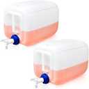 Kigley 2 Pieces 5 Gallon Carboy with Spigot, 10 Gallons Total, Plastic Water Tanks Container Vented HDPE Water Jug Dispenser Translucent Bucket