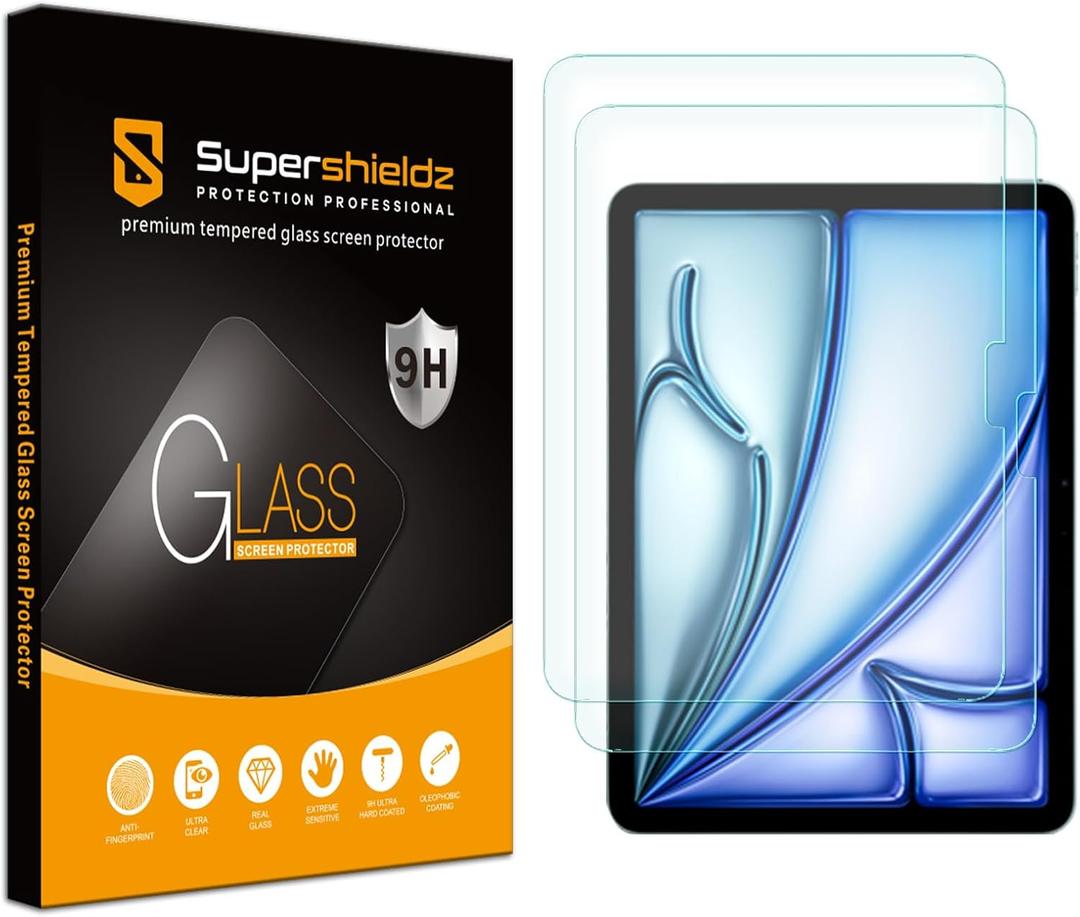Supershieldz (2 Pack) Designed for iPad Air 11 inch (M3/M2, 2025/2024) Screen Protector, [Tempered Glass] Anti Scratch, Bubble Free