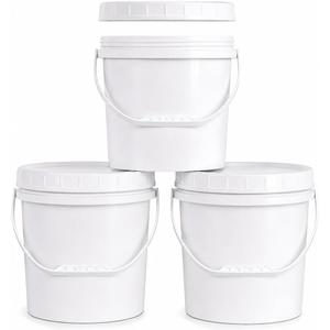 3PCS 2.5 Gal White Buckets Set, Durable Plastic Storage Containers with White Lids & Handles, Food Grade Pail for Home, Paint & Water Storage